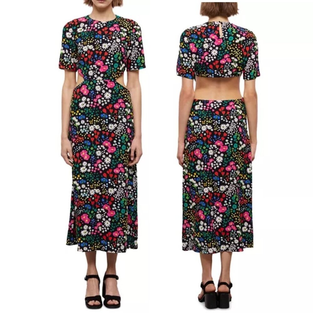 NWT The Kooples Size Medium Floral Cutout Maxi Dress In Joyful Flower $315